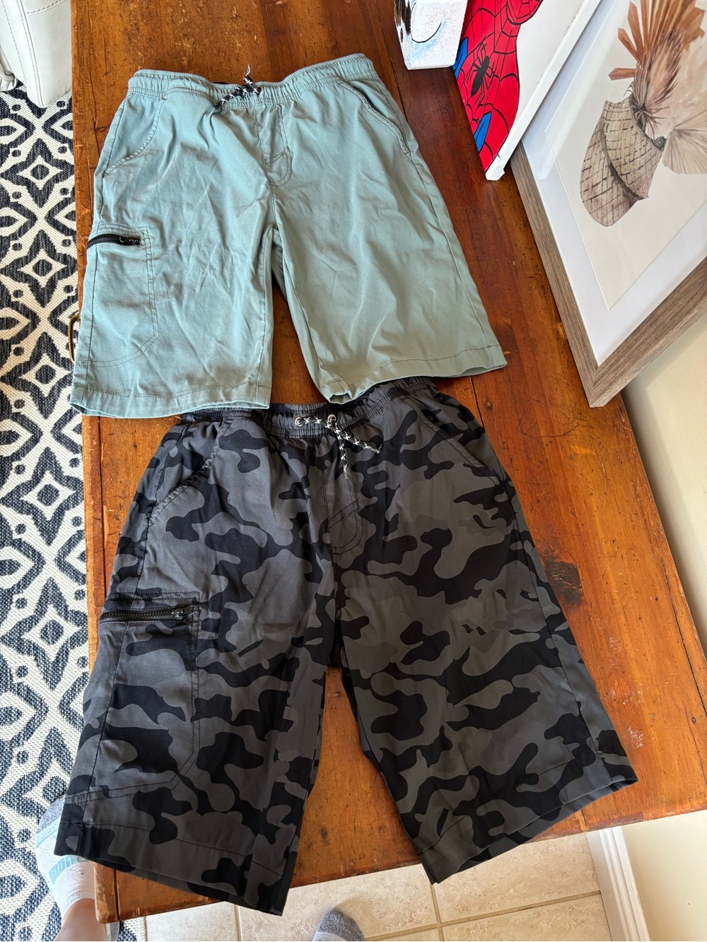 Weatherproof Boys Sage Green & Gray Camo Cargo Shorts - 2-Pack